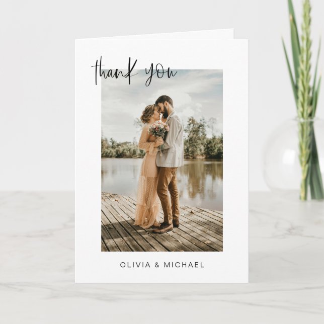 Mariage Merci photo minimaliste romantique (Devant)