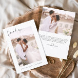 Mariage Merci photo minimaliste romantique<br><div class="desc">Cartes de Merci mariage qui ont une photo à l'avant et à l'arrière. Les cartes de remerciement contiennent une typographie de script moderne,  lettrée à la main,  qui sont élégantes,  simples et modernes à utiliser après que vous minimaliste simple célébration de mariage.</div>