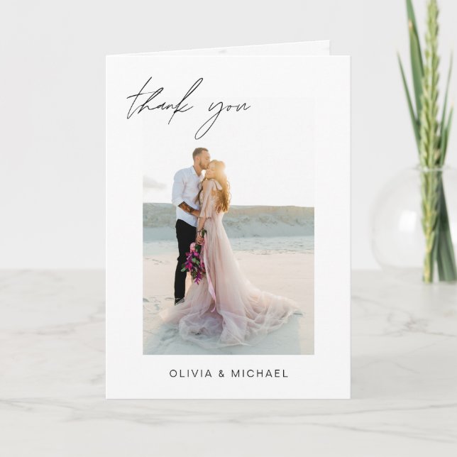 Mariage Merci photo minimaliste romantique (Devant)