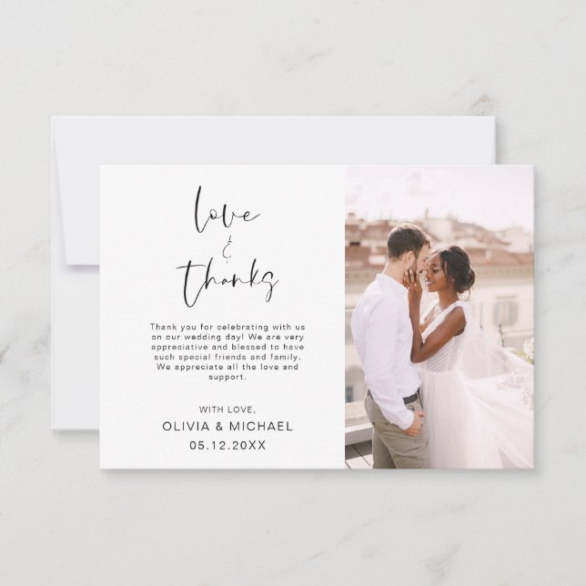 Mariage Merci Photo Simple Elegant (Devant)