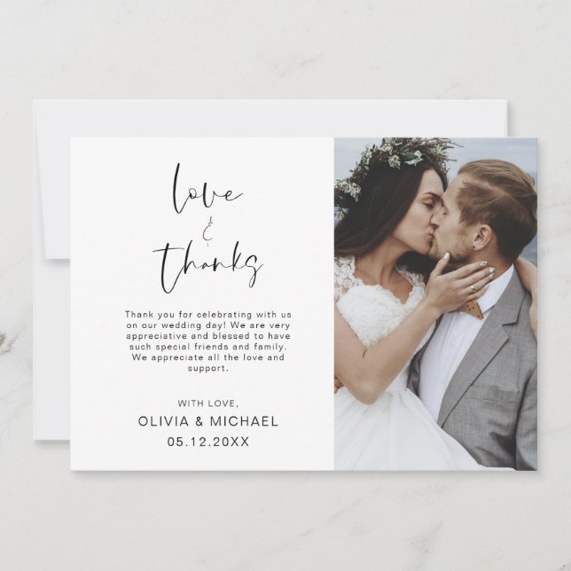 Mariage Merci Photo Simple Elegant (Devant)