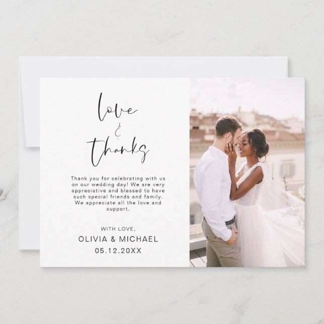 Mariage Merci Photo Simple Elegant (Devant)