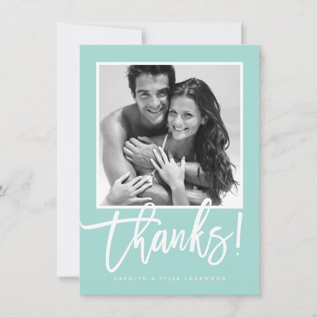 MARIAGE MERCI simple calligraphie menthe blanc (Devant)