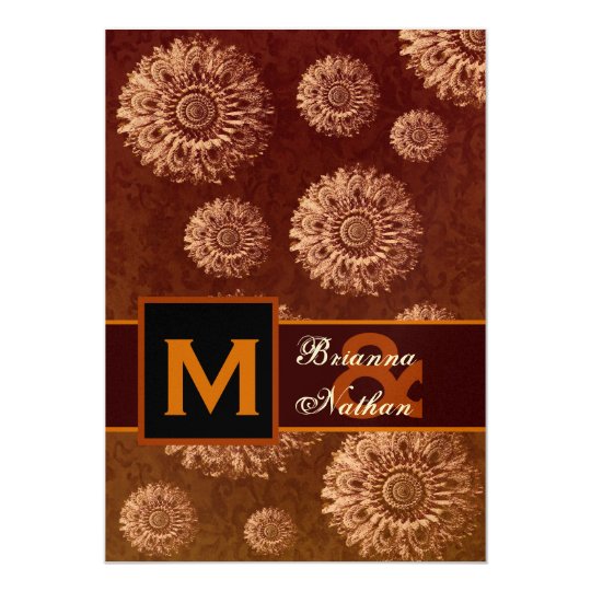Mariage métallique d'or et de chocolat carton d'invitation 12,7 cm x 17,78 cm