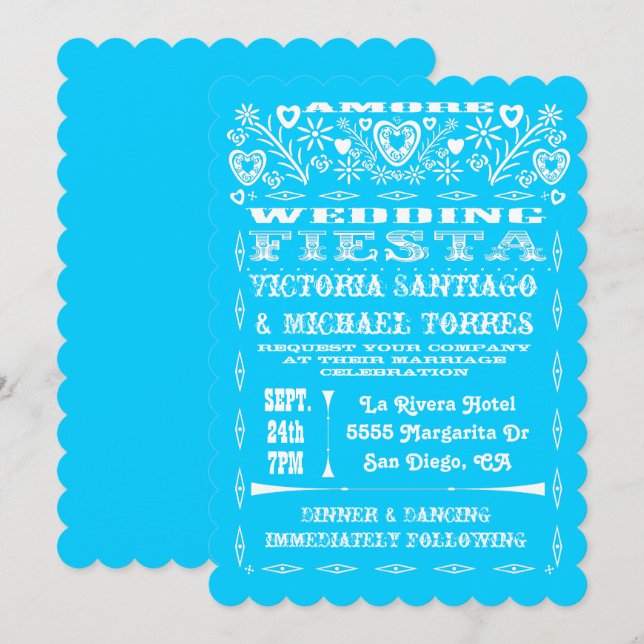 Mariage mexicain coloré Papel Picado Invitation (Devant / Derrière)
