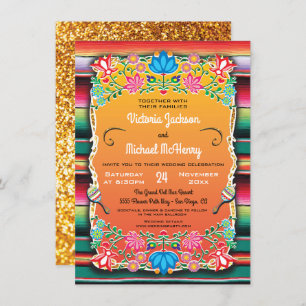 Mariage mexicain Rug et Faux Gold invitation
