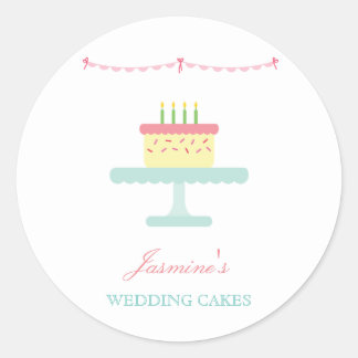 Mariage mignon blanc Cake Business Sticker ÉTIQUET