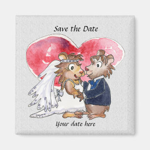 Mariage mignon Enregistrer la date Cartoon Magnets