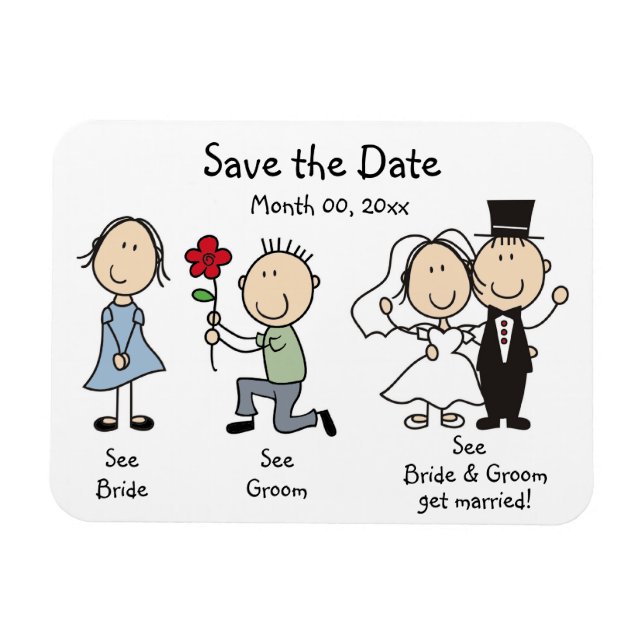 Mariage mignon Enregistrer la date Magnet (Horizontal)