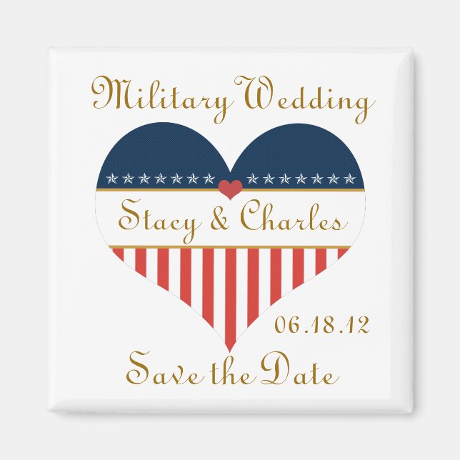 Mariage militaire Enregistrer la date Magnet perso (Devant)