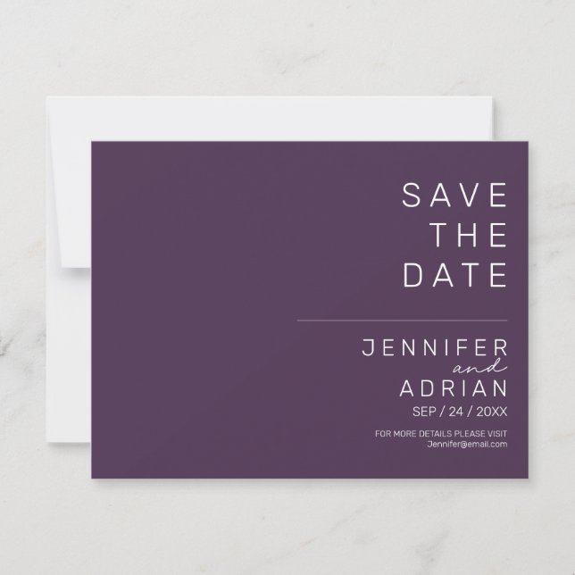 Mariage minimal Enregistrer les cartes de dates (Devant)