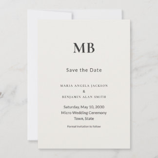 Mariage Minimal Micro Moderne Carte "Save the Date