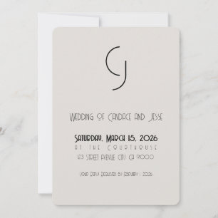Mariage minimaliste Art Déco Invitation principal