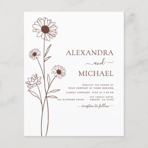 Mariage Minimaliste Botanique Floral Dessin au Tra