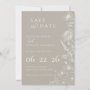 Mariage Minimaliste Botanique Taupe Économisez la