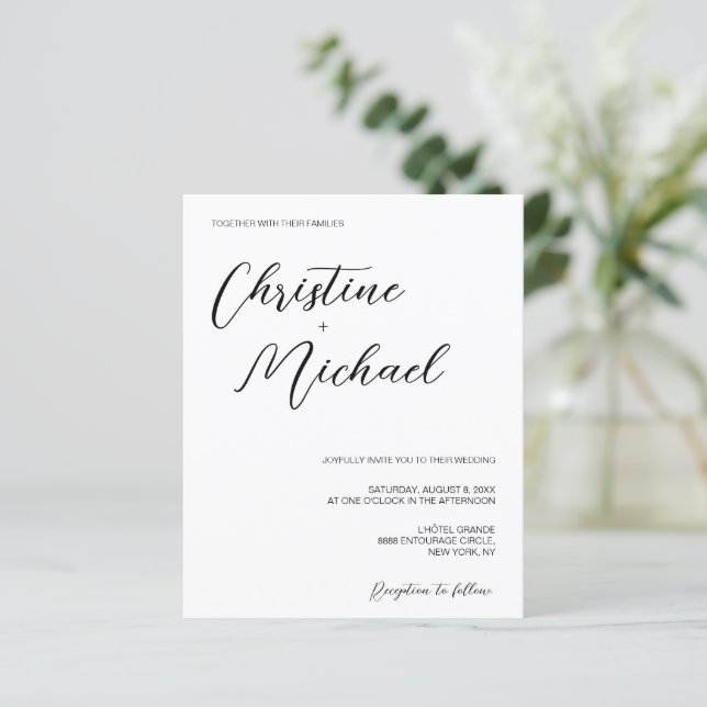 Mariage minimaliste chic noir blanc simple (Debout devant)