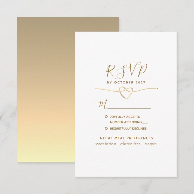 Mariage Minimaliste Choix de Menu (Devant / Derrière)