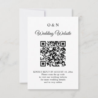 Mariage Minimaliste Code QR RSVP Noir et Blanc