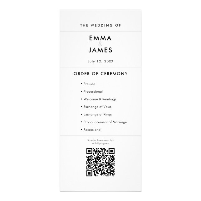 Mariage Minimaliste Esperluette | Programme | Code (Devant)