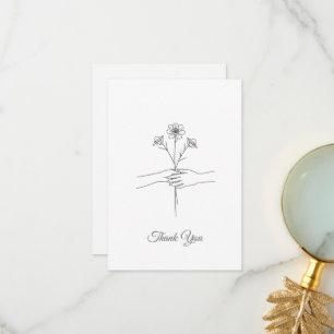 Mariage Minimaliste Ligne Art Mains & Fleurs Merci