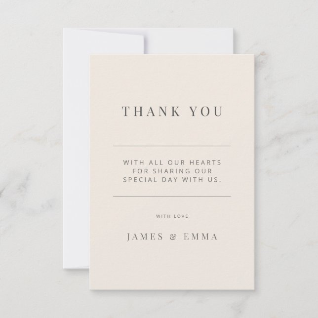 Mariage Minimaliste Merci Beige Doux (Devant)