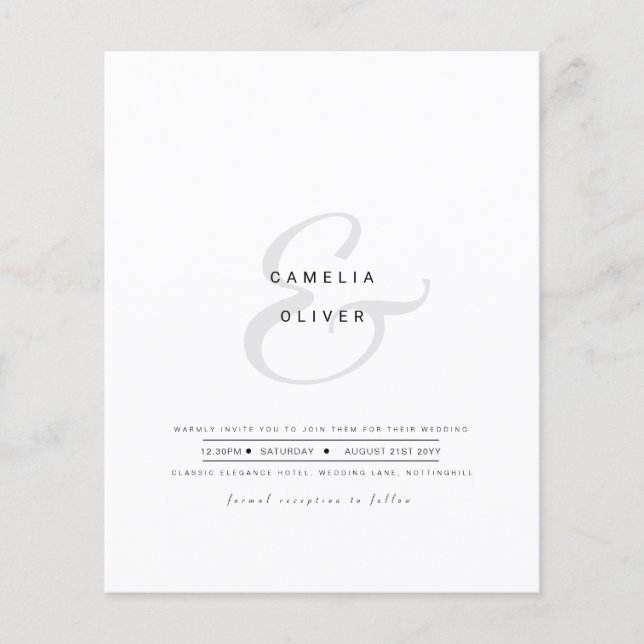 Mariage minimaliste moderne noir blanc (Devant)