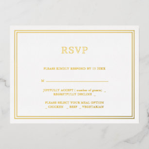 Mariage minimaliste moderne RSVP Foil Invitation P