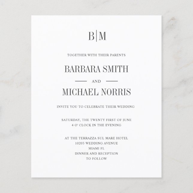 MARIAGE minimaliste monogramme sophistiqué (Devant)