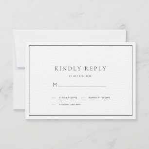 Mariage minimaliste noir et blanc classique RSVP