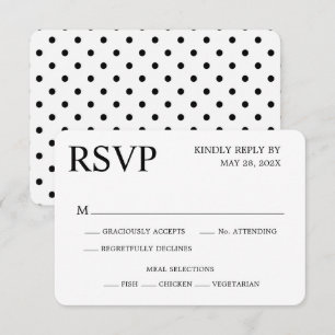 Mariage minimaliste noir et blanc Polka point RSVP