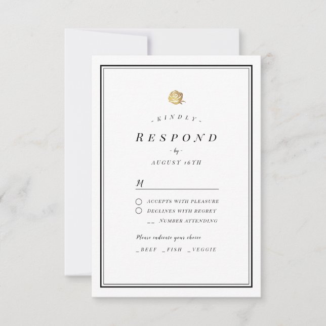 Mariage minimaliste noir et blanc RSVP (Devant)