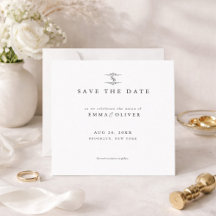 Mariage minimaliste noir et blanc Save the Date
