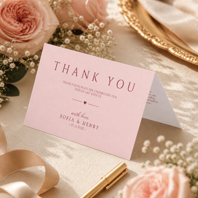 Mariage Minimaliste Rose Pâle Carte de Remerciemen (Créateur téléchargé)