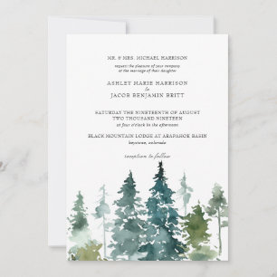 Mariage Minimaliste Rustique Pins Aquarelle