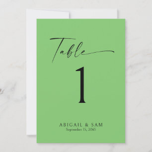 Mariage minimaliste vert citron Numéro de table