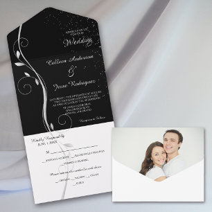 Mariage Modèle photo noir à feuille d'argent