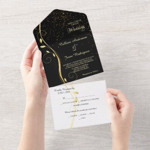 Mariage Modèle photo noir à feuille d'or