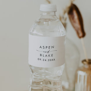 Mariage moderne  à eau Étiquette bouteille