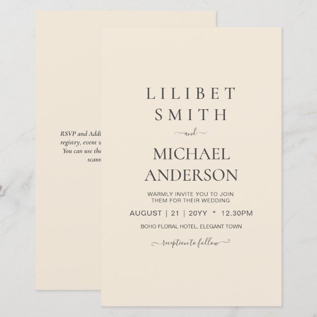 Mariage moderne beige monochrome (Devant / Derrière)