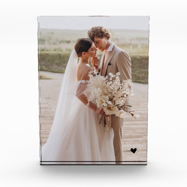 Mariage moderne Black Heart Keepsaké Bloc photo (Devant)