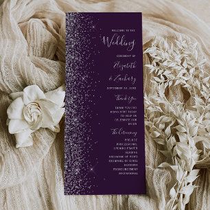 Mariage Moderne Bordure Pailletée Violet Foncé Arg