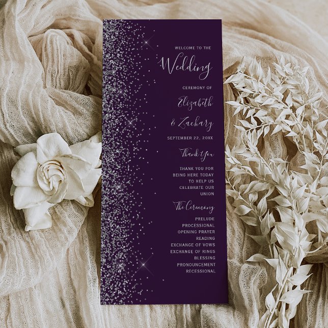 Mariage Moderne Bordure Pailletée Violet Foncé Arg (Créateur téléchargé)