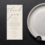 Mariage moderne Cadre Merci Carte Dîner<br><div class="desc">Partagez l'amour et montrez votre appréciation à vos invités, quand ils s'assoient à leur siège et lisent cette carte de remerciement personnalisée et charmante. C'est une façon merveilleuse de commencer votre fête spéciale ! Cette carte vous donnera le ton pour un événement inoubliable. Le carte de remerciements est décoré dans...</div>