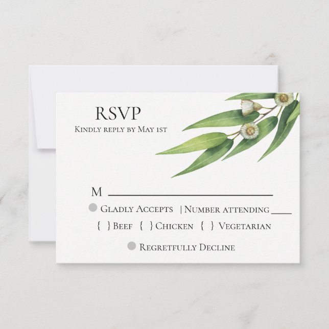 Mariage moderne chic Eucalyptus RSVP (Devant)