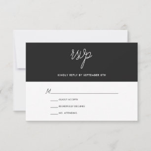 Mariage moderne chic noir et blanc RSVP