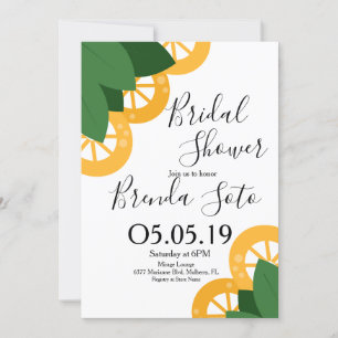 Mariage Moderne Citron et Feuilles Invitation de F