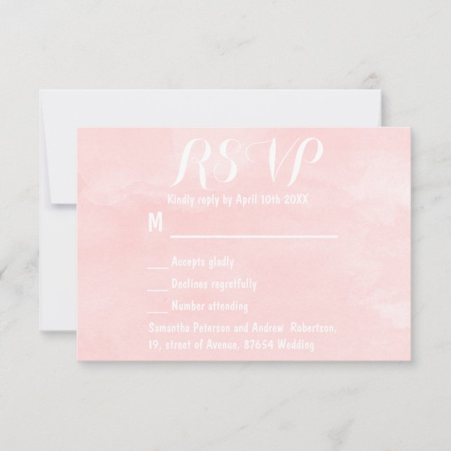 Mariage moderne couleur rose vif RSVP (Devant)