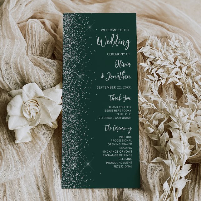 Mariage Moderne Écriture Pailletée Vert Émeraude A (Créateur téléchargé)