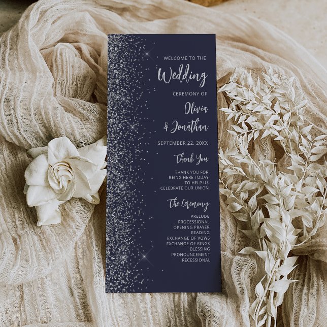 Mariage Moderne Écriture Paillettes Bleu Foncé Arg (Créateur téléchargé)