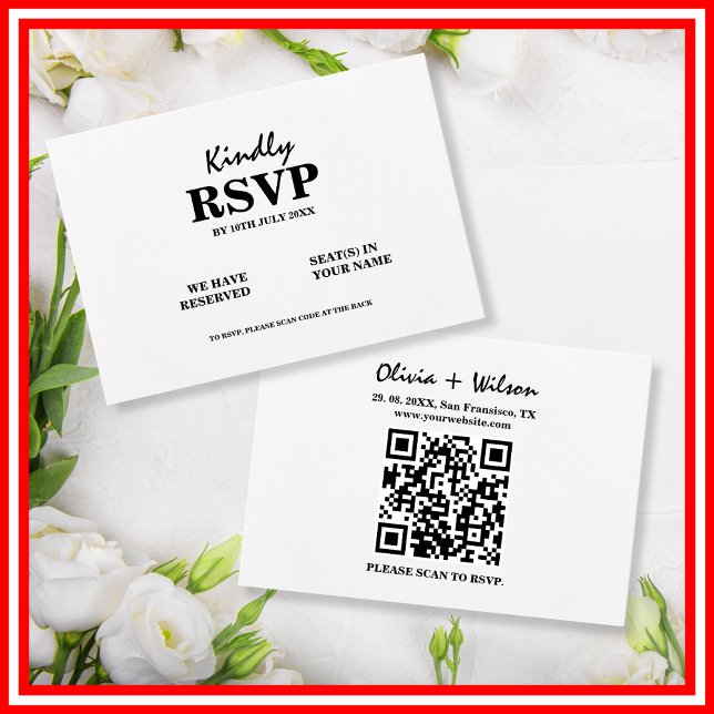 Mariage Moderne Élégant Code QR Noir & Blanc RSVP (Créateur téléchargé)